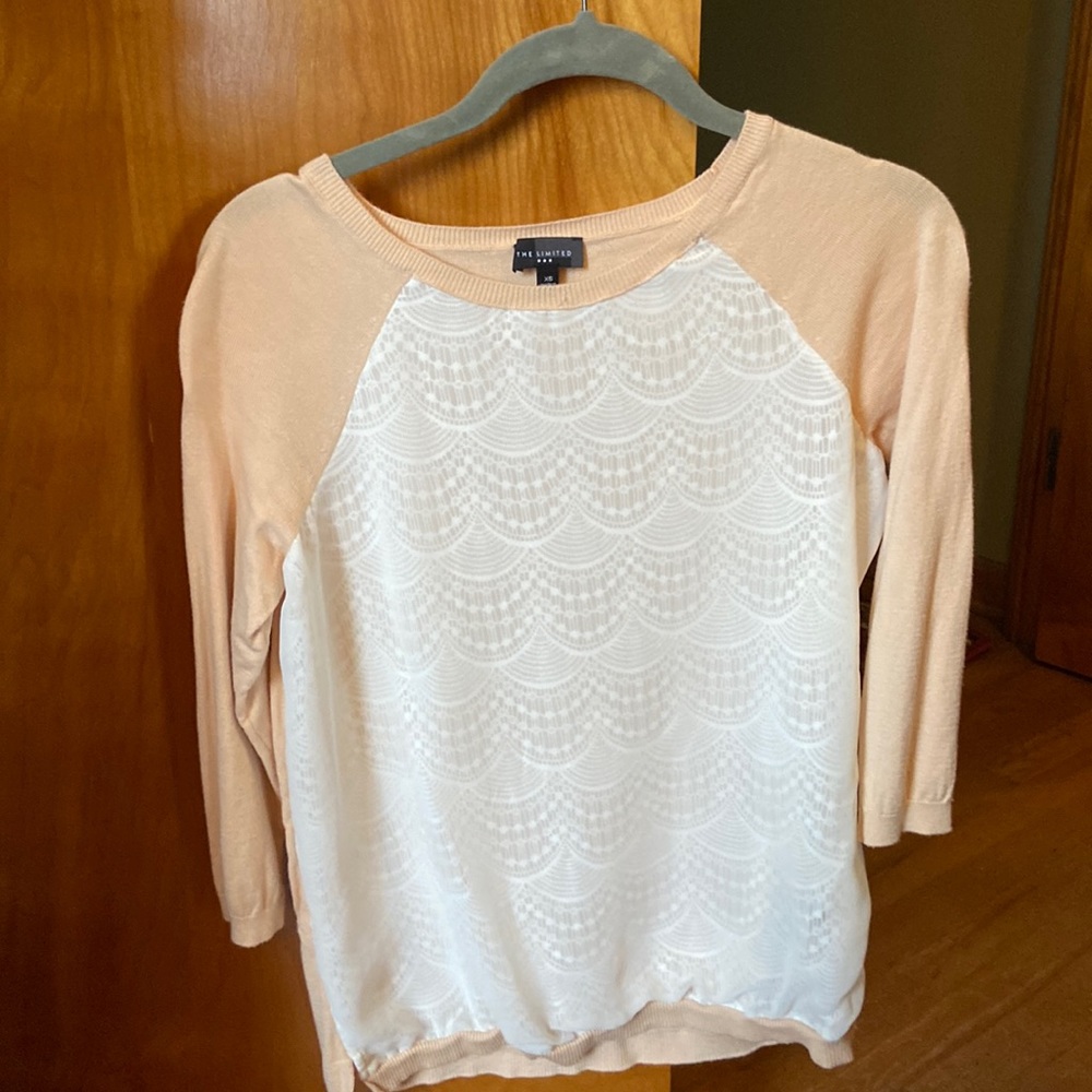 The Limited light peach with lace underlay sweater